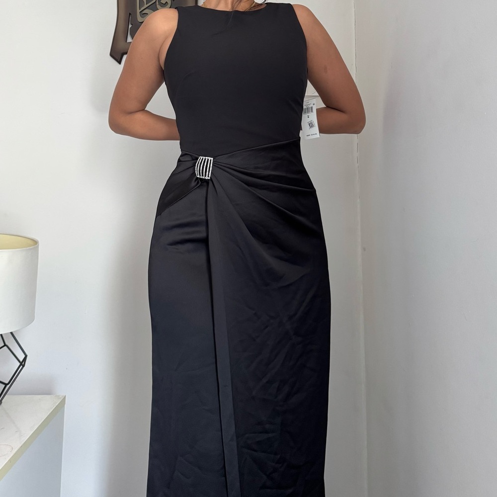 Ralph Lauren Black Sleeveless Maxi Dress with Buckle Accent